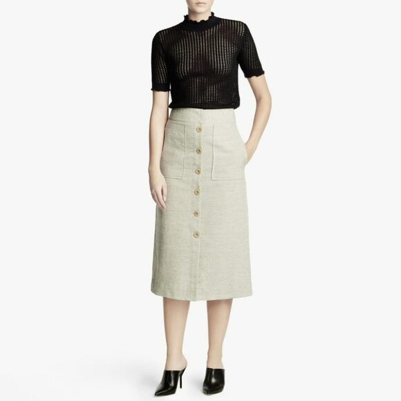 3.1 Phillip Lim Cream/taupe calf length midi skirt buttoned large pockets size 2 - Picture 1 of 14